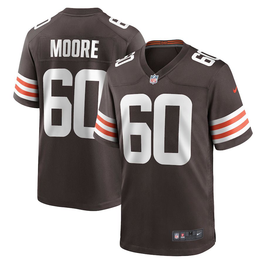 Men Cleveland Browns 60 David Moore Nike Brown Game NFL Jersey